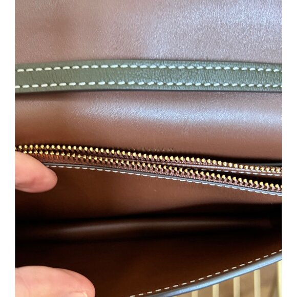 Stunning! Tory Burch Petite Lee Radziwill Olive Leather & Suede Crossbody/Shoul - Picture 9 of 14